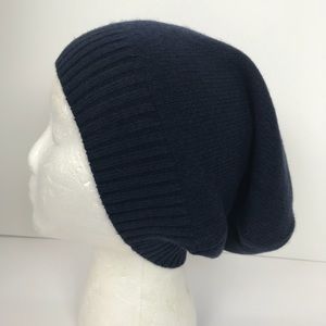 100% Cashmere Beanie Cap Navy